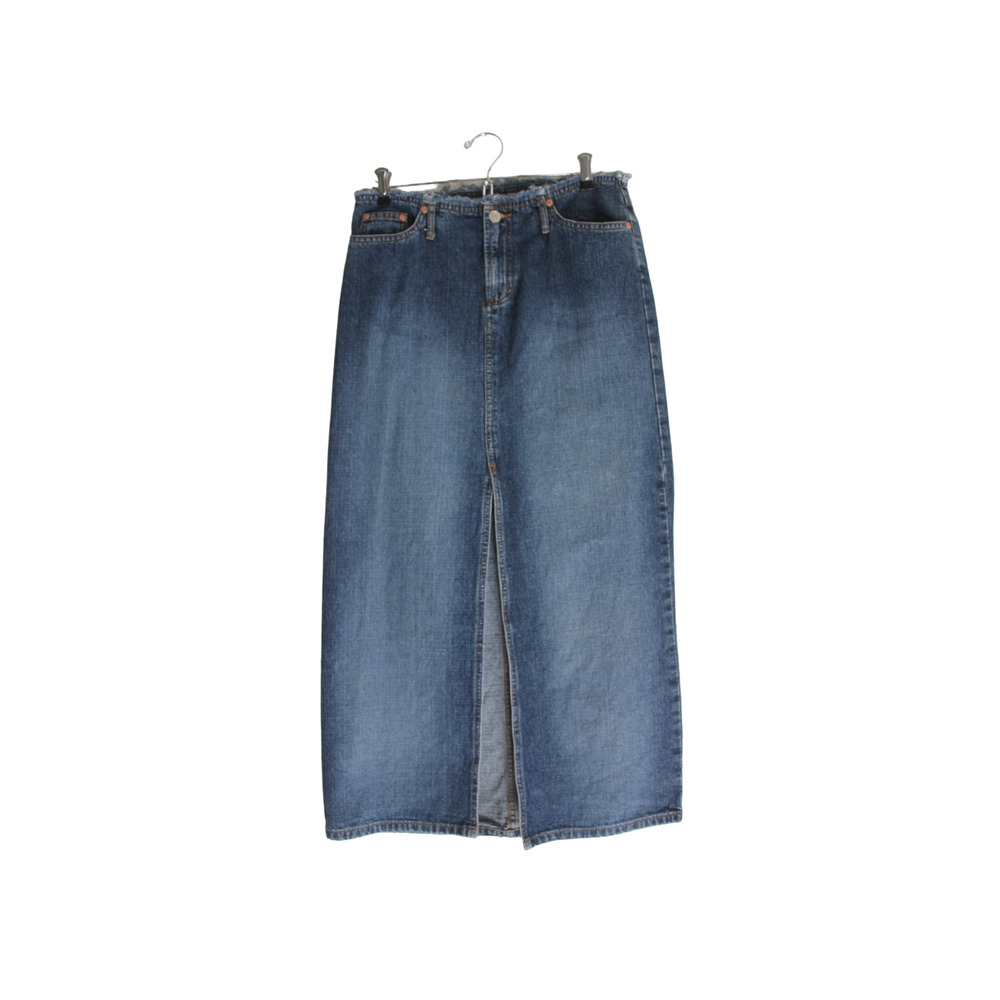 Vintage 90's Y2K High Waist Denim Midi Skirt w/ Front Slit Paris Blues Size 7